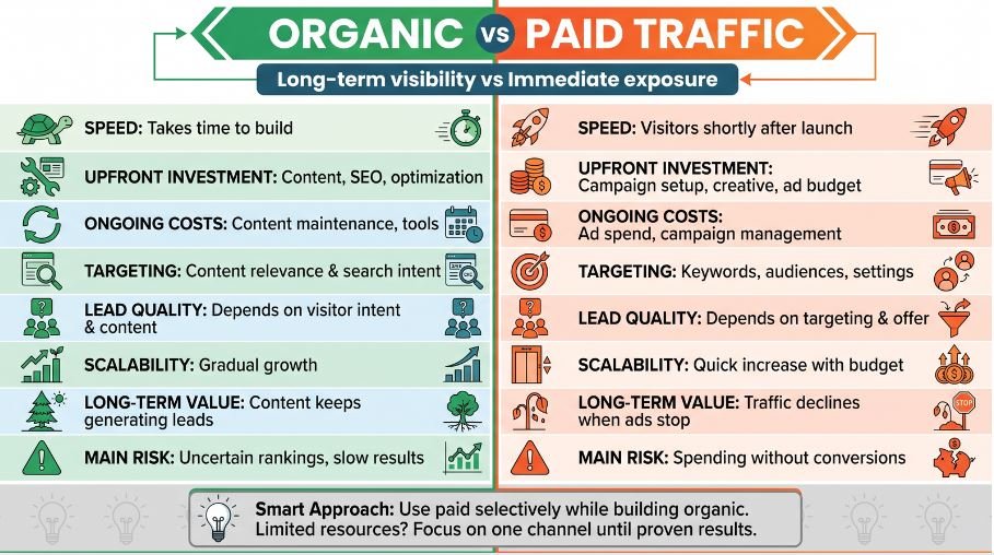 Organic vs Paid Traffic for Lead Gen